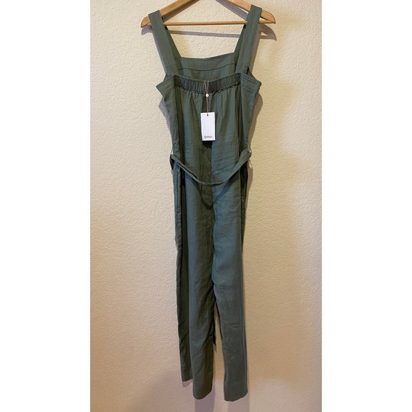 Quince Jumpsuit Size S Green European Linen Square Neck Beach Minimalist NWT - Picture 4 of 11